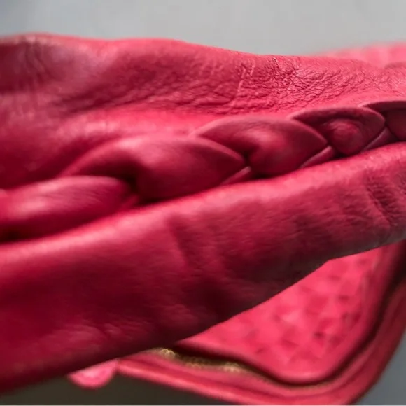 Woven Leather Hobo Bag - Red - Picture 4 of 6